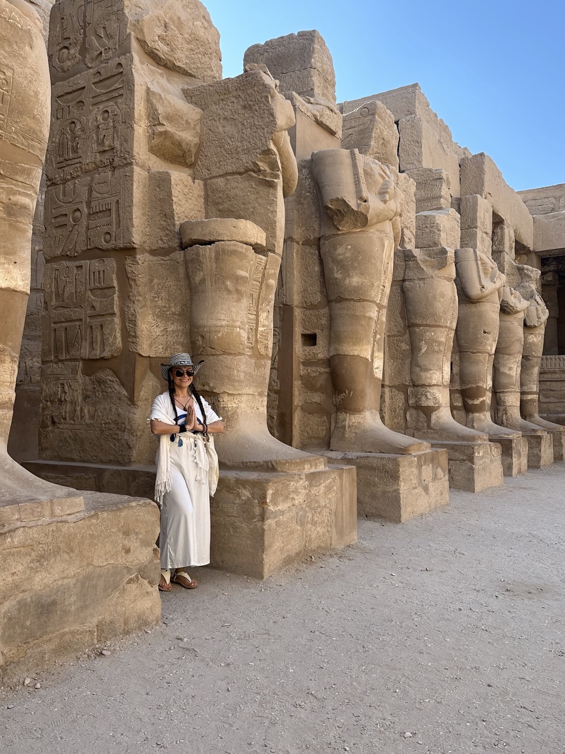 A traveller among the great columns of an Egyptian temple